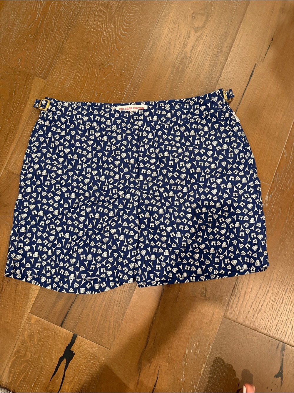 Orlebar Brown Navy and White Printed Swim Mini